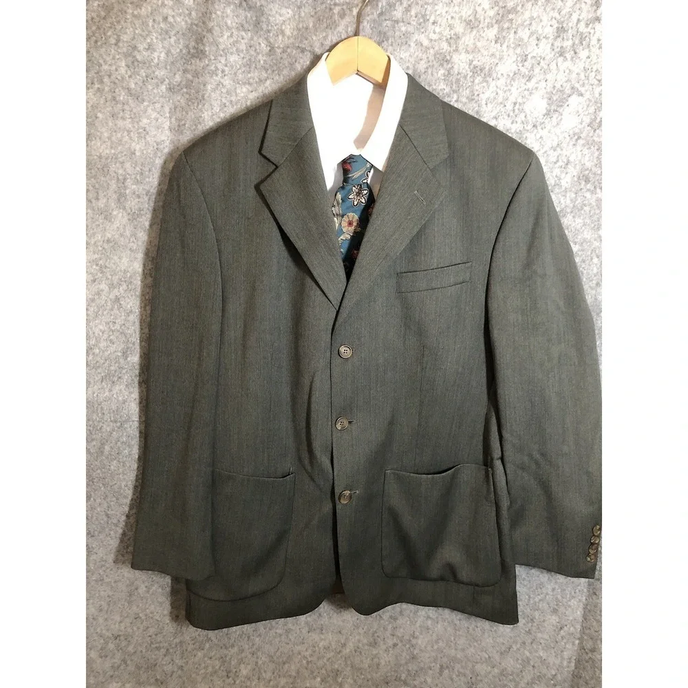 Lauren Ralph Lauren Blazer Mens 44R Gray 100% Wool Sport Coat Jacket Classic